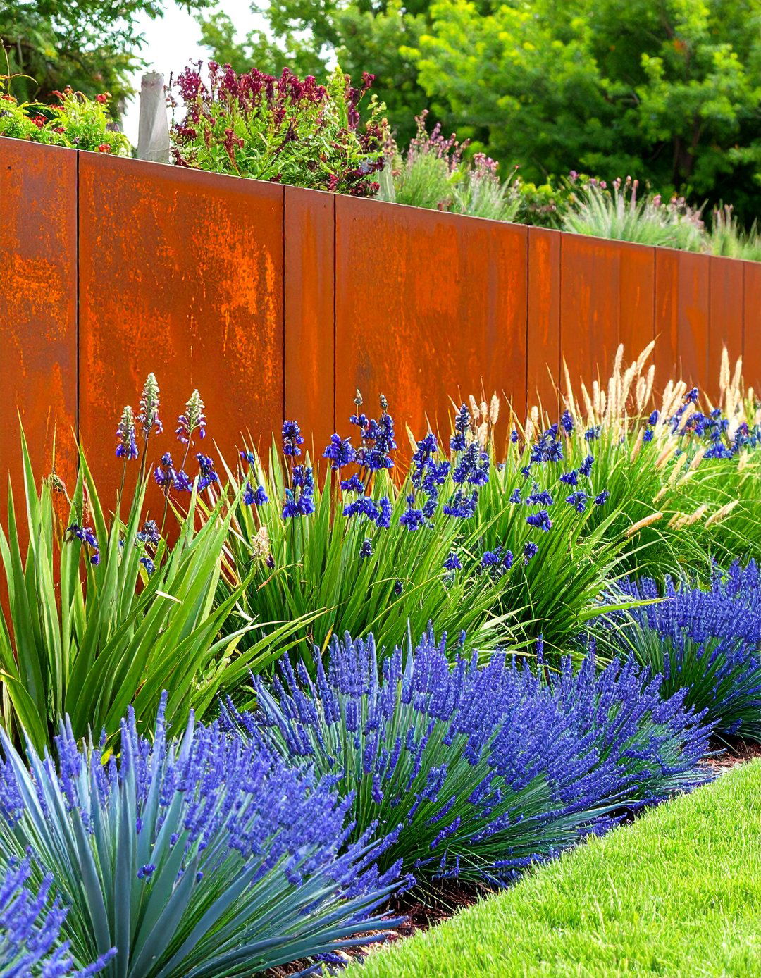 Corten Steel Retaining Wall - 30 front yard retaining wall ideas