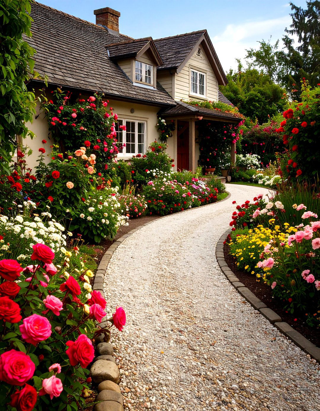 Cottage Garden Half Circle Driveway - 30 front yard half circle driveway designs