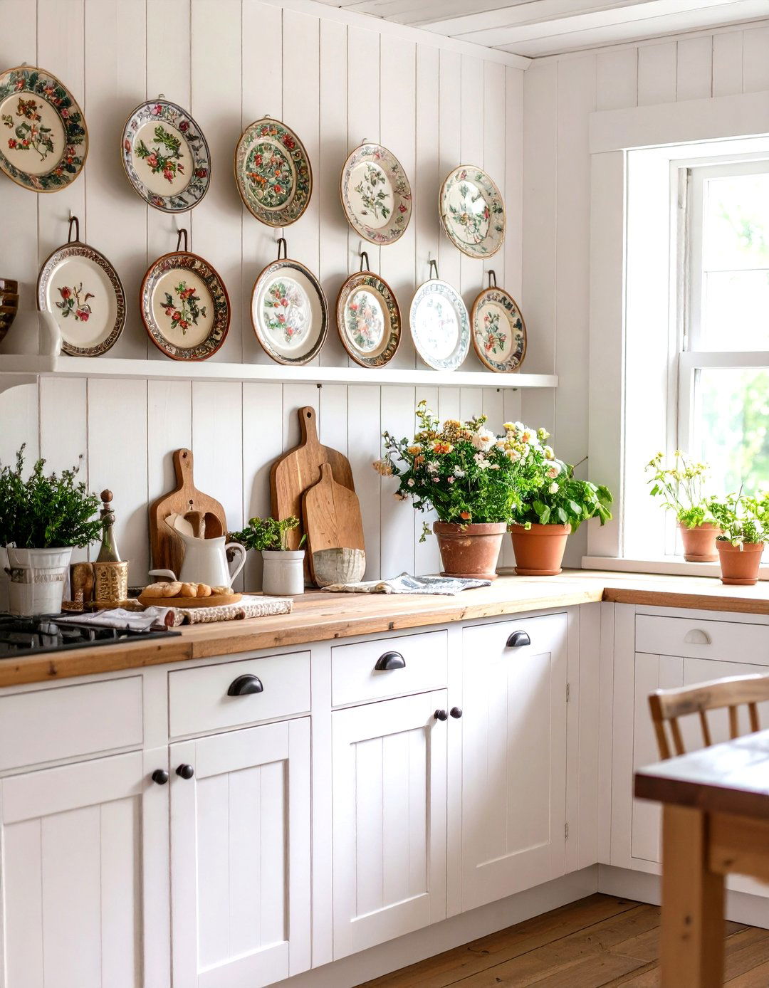 Cottage Style Kitchen with Beadboard Paneling - 30 kitchen wall decor ideas