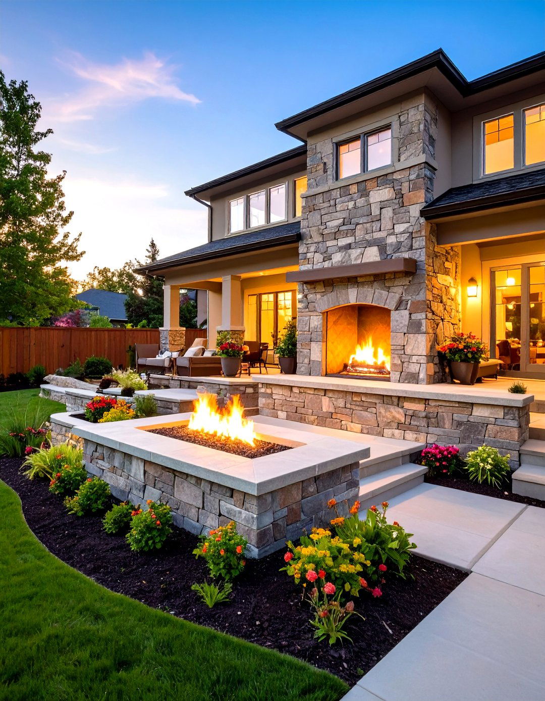 Cottage Style Mortared Brick Patio Fireplace - 30 patio fireplace ideas