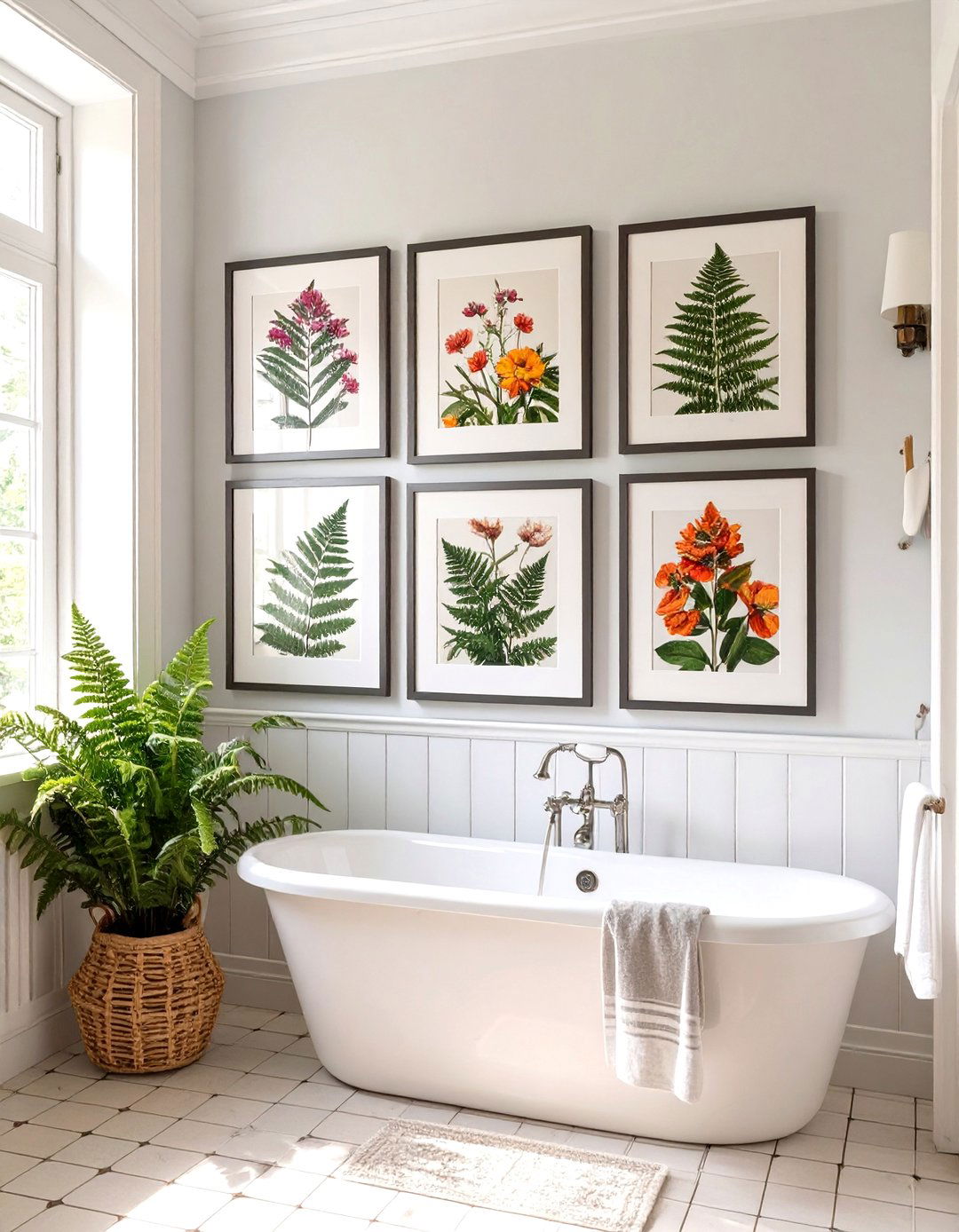 Country Bathroom with Botanical Prints - 30 country bathroom ideas