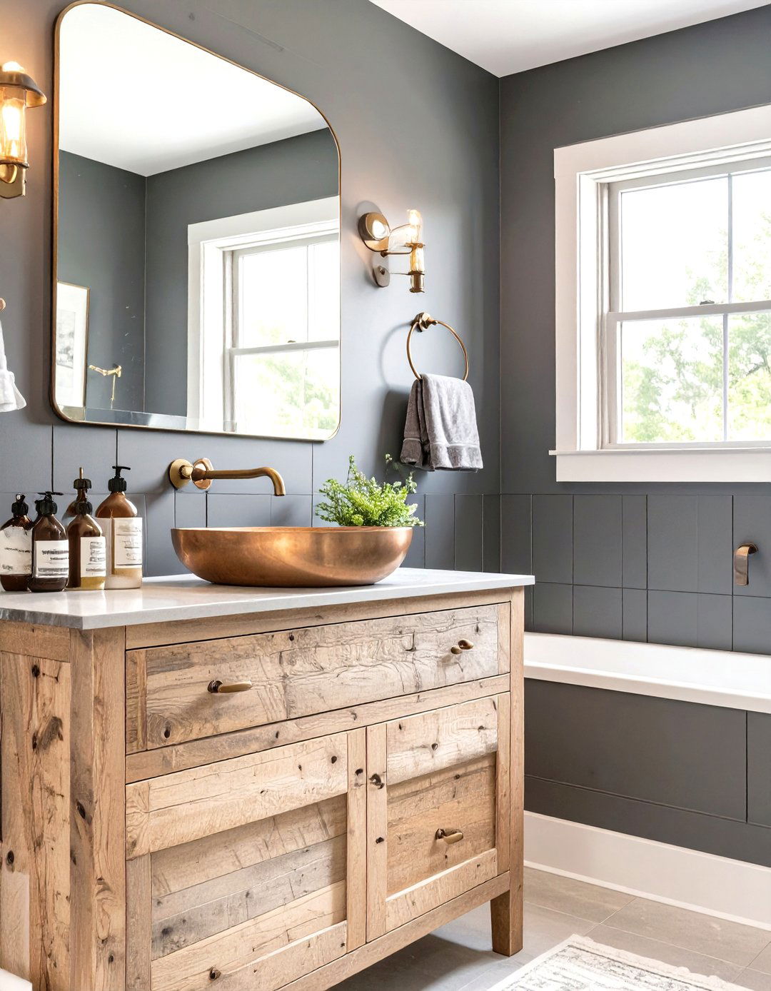 Country Bathroom with Dark and Moody Hues - 30 country bathroom ideas