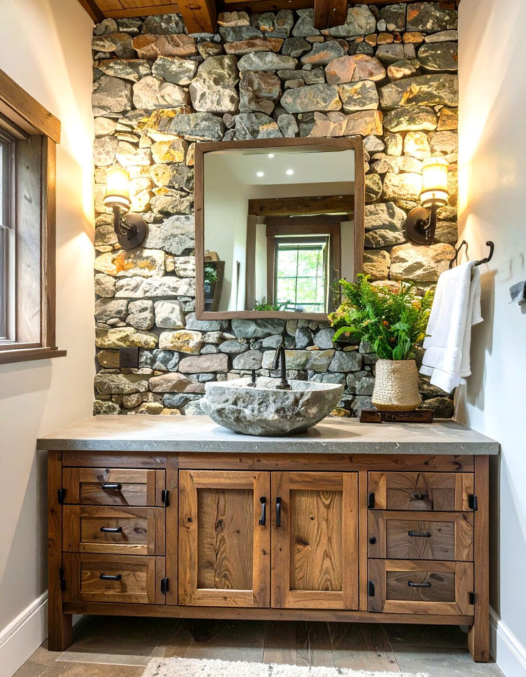 Country Bathroom with Natural Stone - 30 country bathroom ideas