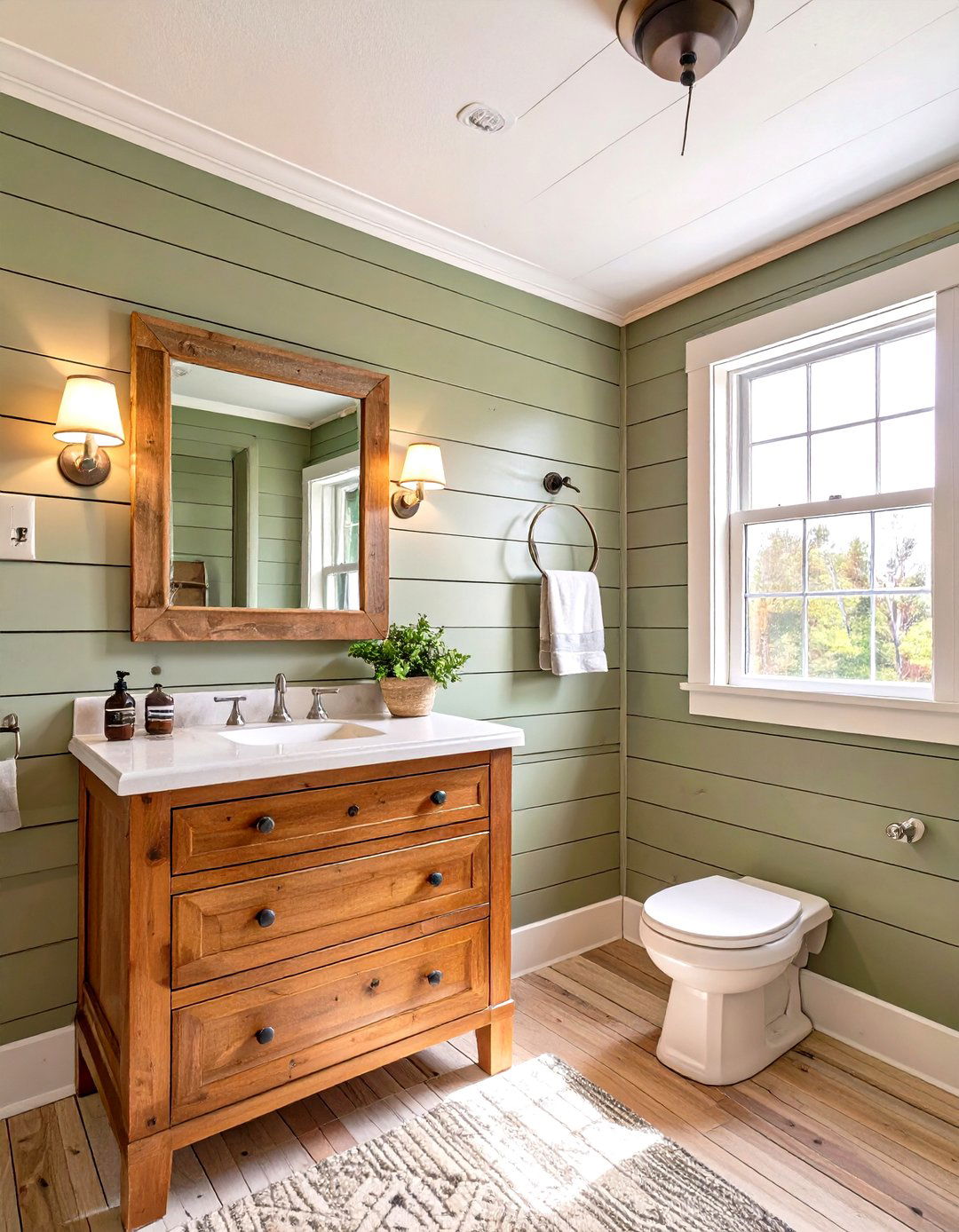 Country Bathroom with Shiplap Walls - 30 country bathroom ideas
