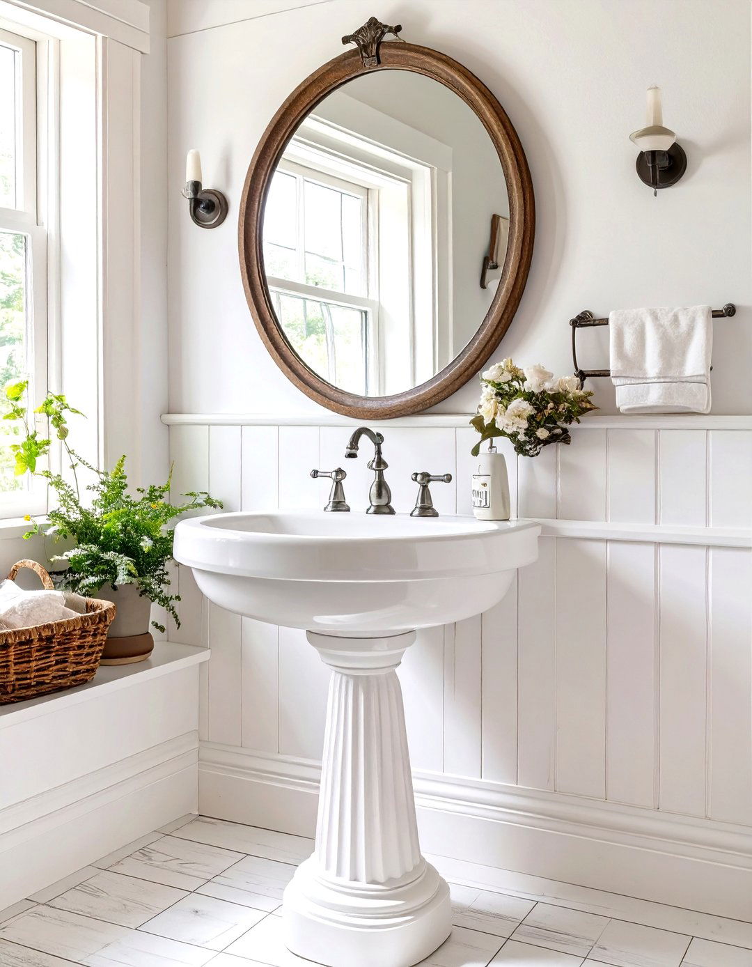 Country Bathroom with a Pedestal Sink - 30 country bathroom ideas