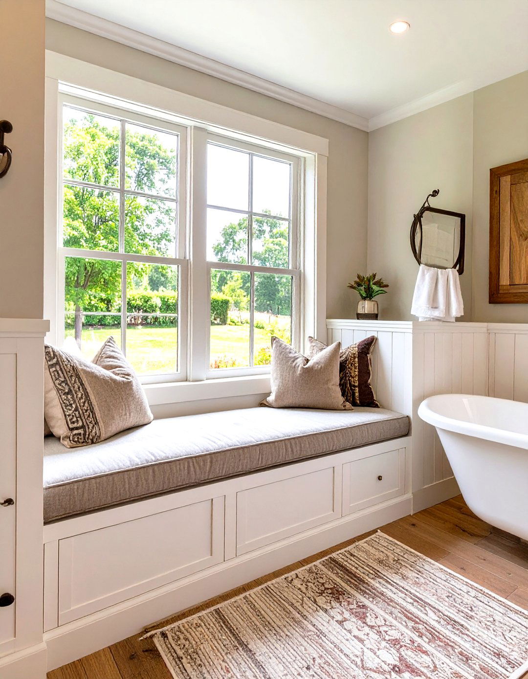 Country Bathroom with a Window Seat - 30 country bathroom ideas