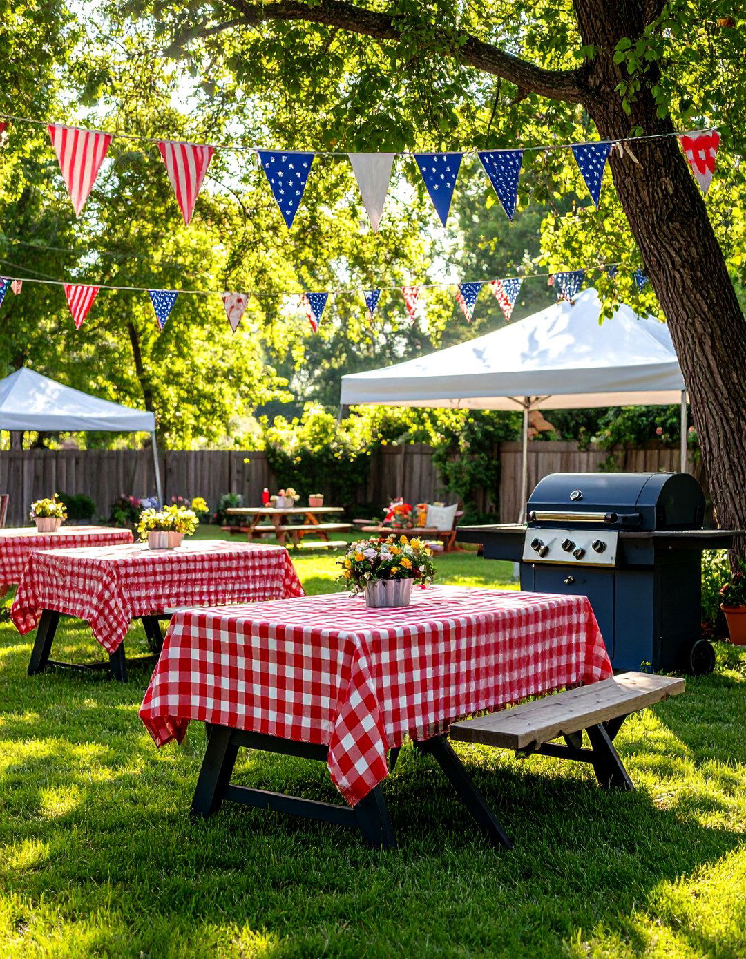 Country Fair Themed BBQ Area - 30 backyard bbq ideas