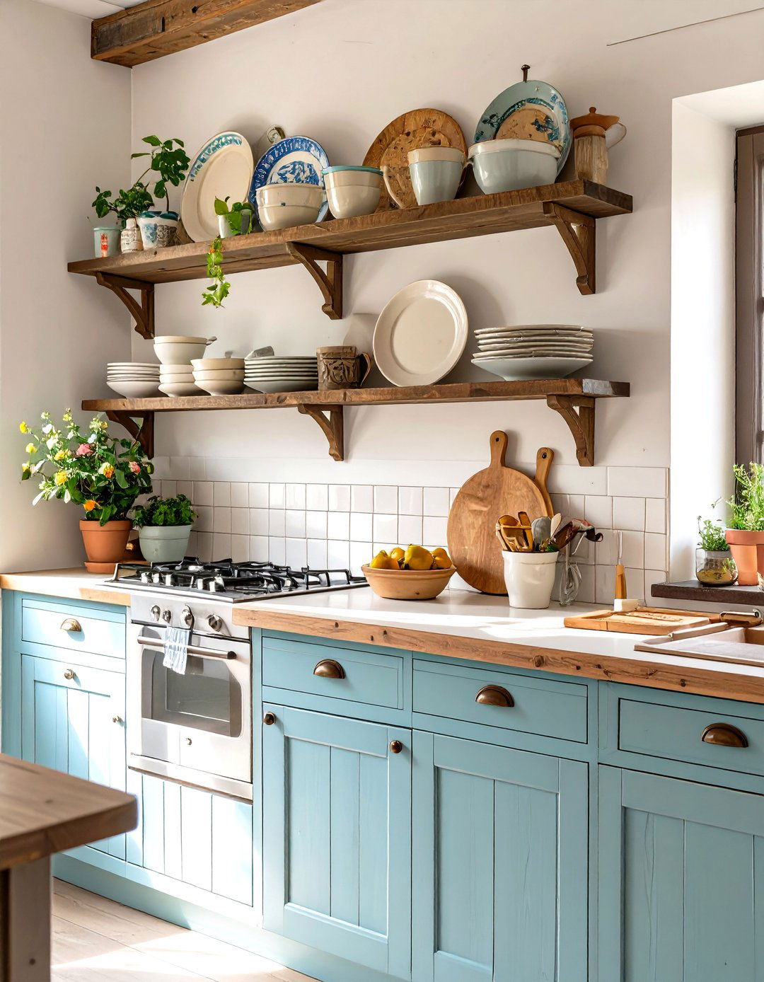 Country Kitchen with a Plate Rack - 30 country kitchen designs