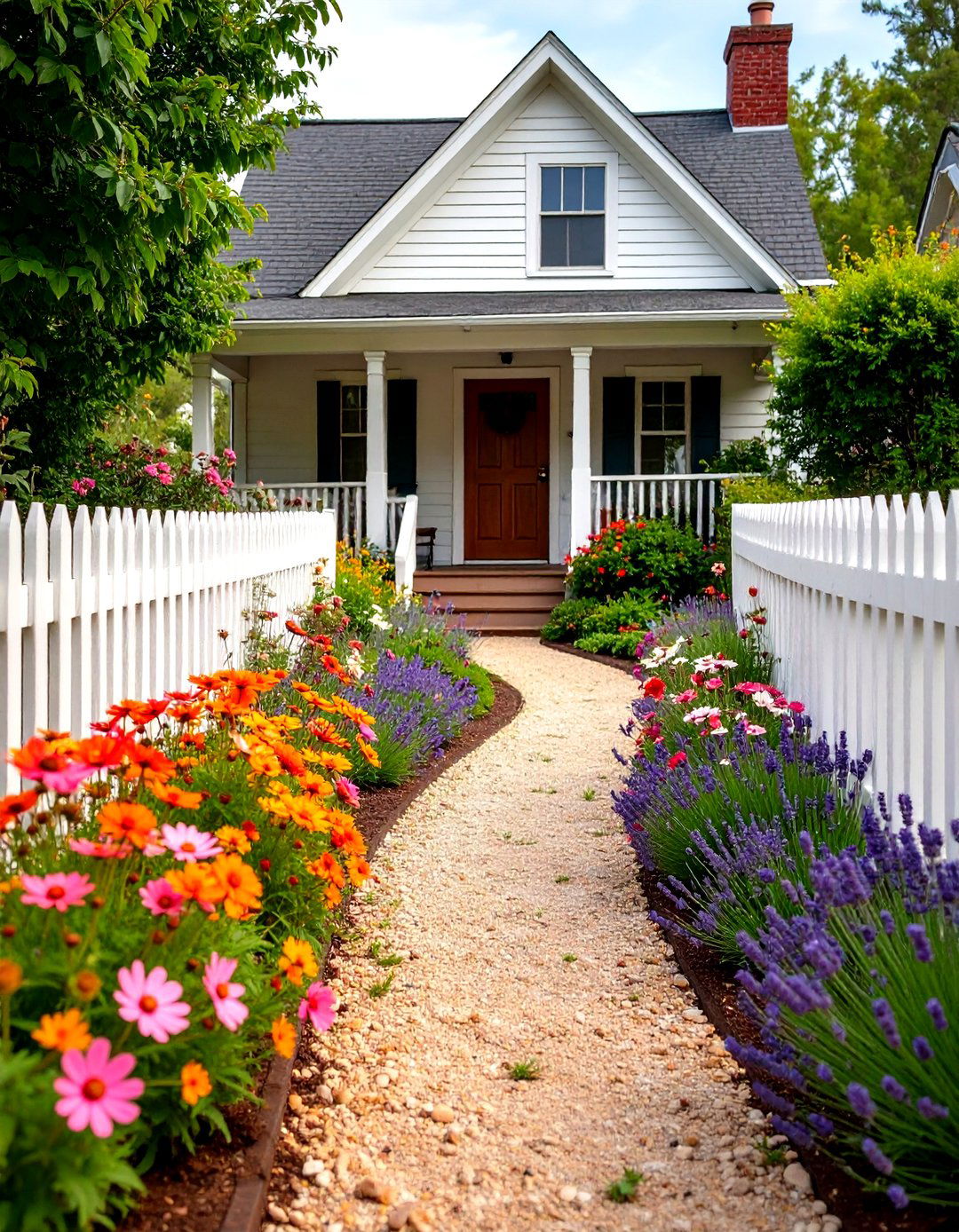 Country Lane Gravel Path - 30 front porch landscaping ideas
