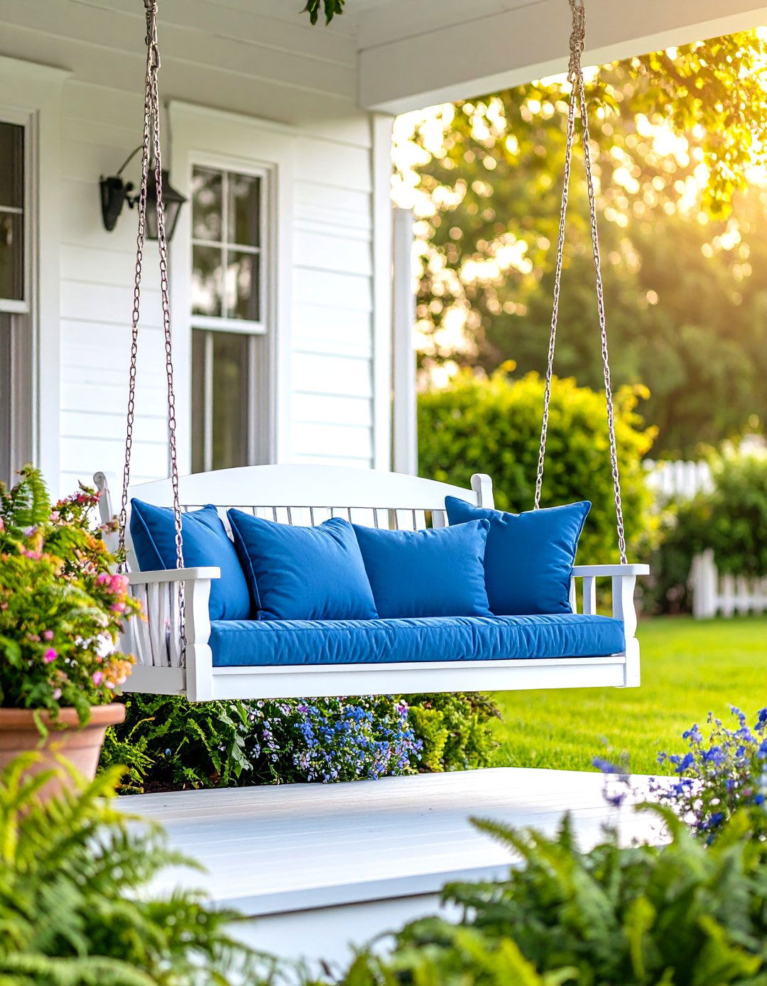 Country Style Porch Swing - 30 outdoor sitting area ideas
