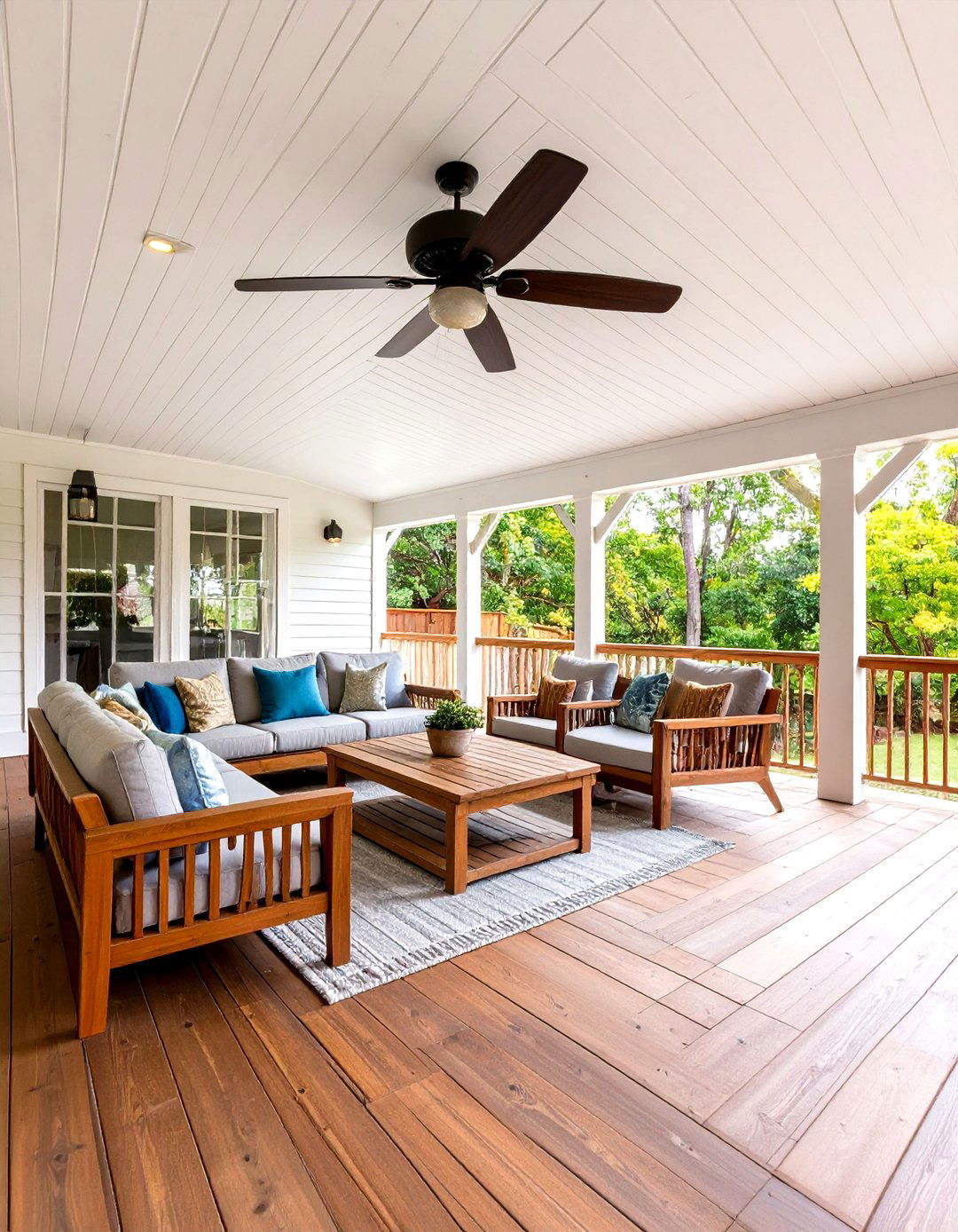 Covered Patio Deck with a Ceiling Fan - 30 patio deck ideas