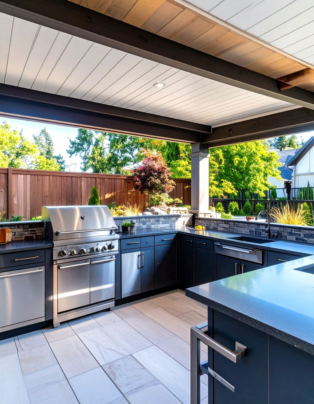 Covered Patio Featuring a Full Outdoor Kitchen - 30 outdoor covered patio ideas