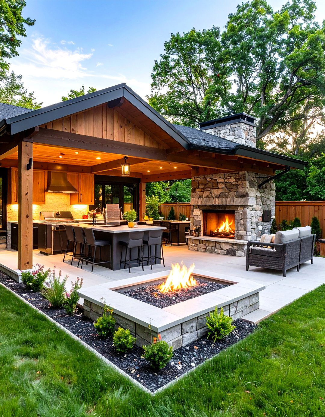 Covered Patio Kitchen with Fireplace - 30 patio kitchen ideas