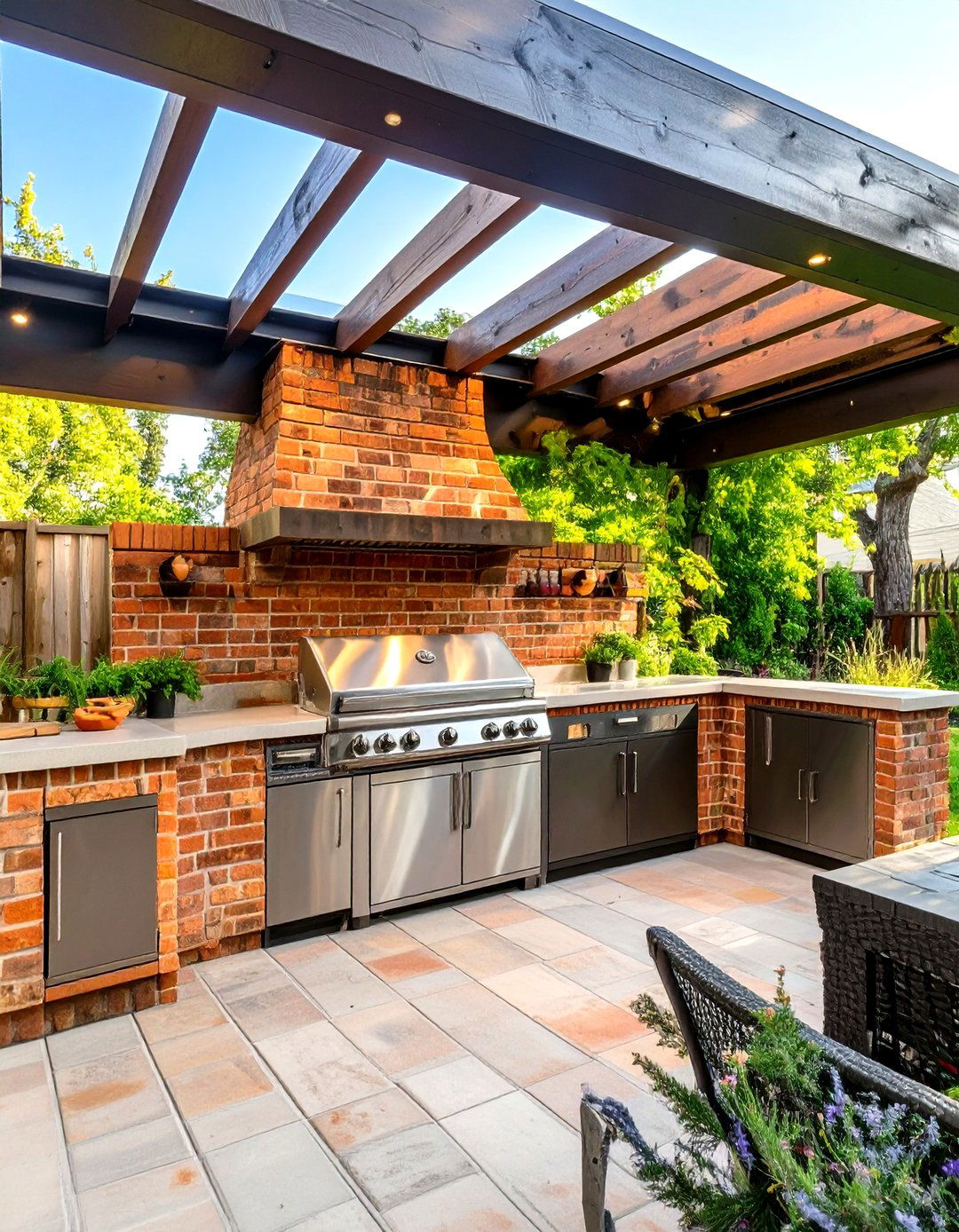 Covered Patio with a Built In Grill Station - 30 outdoor covered patio ideas