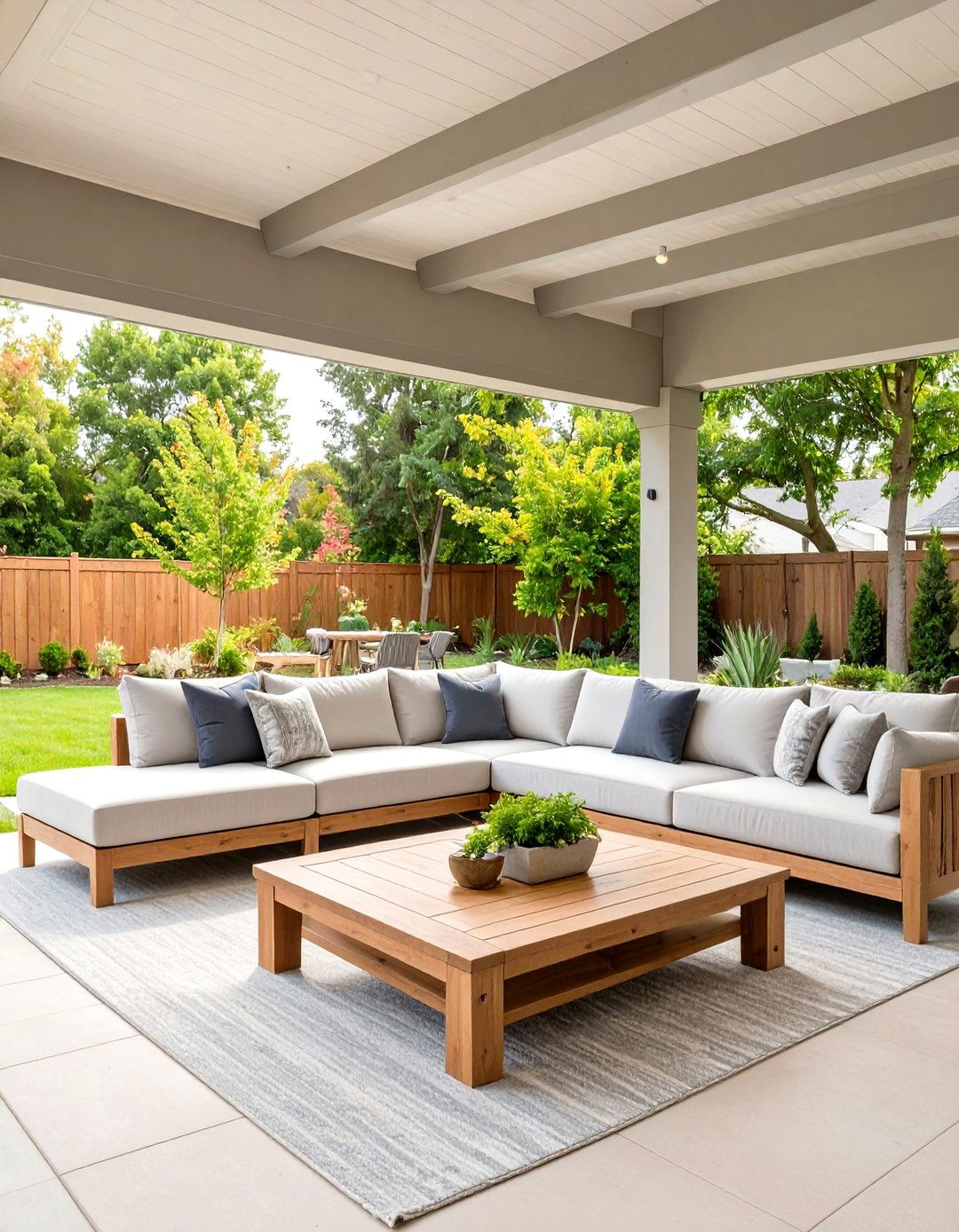Covered Patio with a Comfortable Sectional Sofa - 30 outdoor covered patio ideas