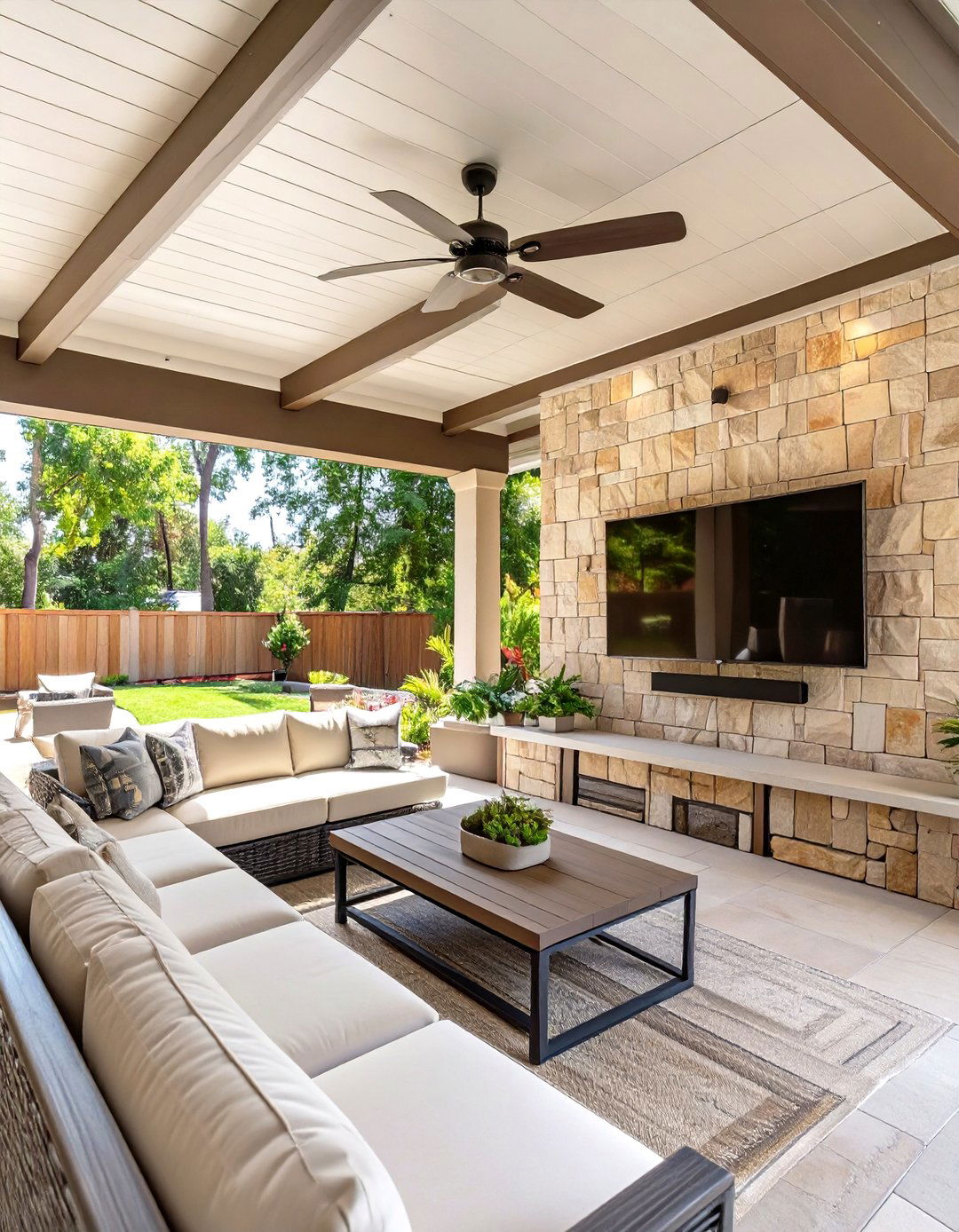 Covered Patio with an Outdoor Living Room Setup - 30 outdoor patio design pictures ideas