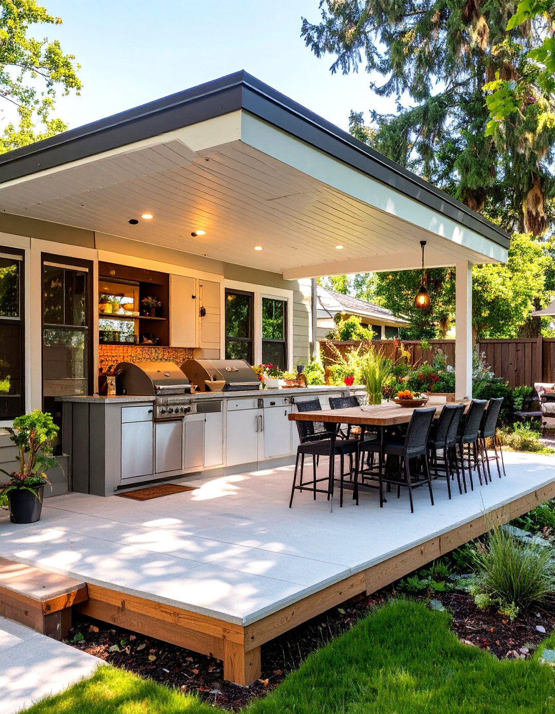 Covered Porch With An Outdoor Kitchen - 30 mobile home porch ideas