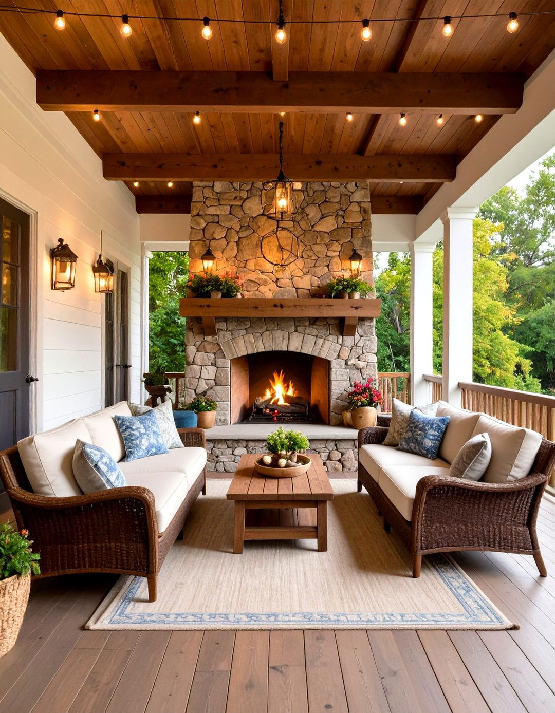 Covered Porch with an Outdoor Fireplace - 30 front porch design ideas photos