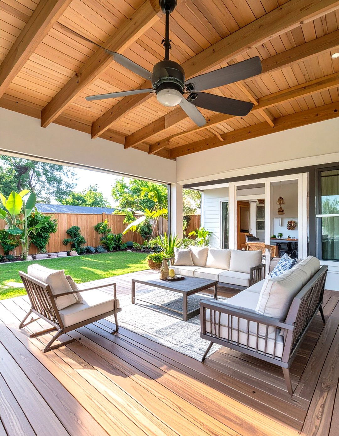 Covered Wooden Deck for All Weather Use - 30 wooden deck ideas