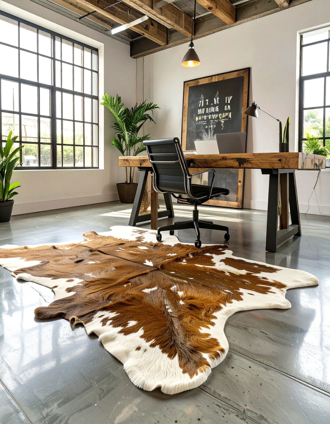 Cowhide Office Rug - 30 office rug ideas