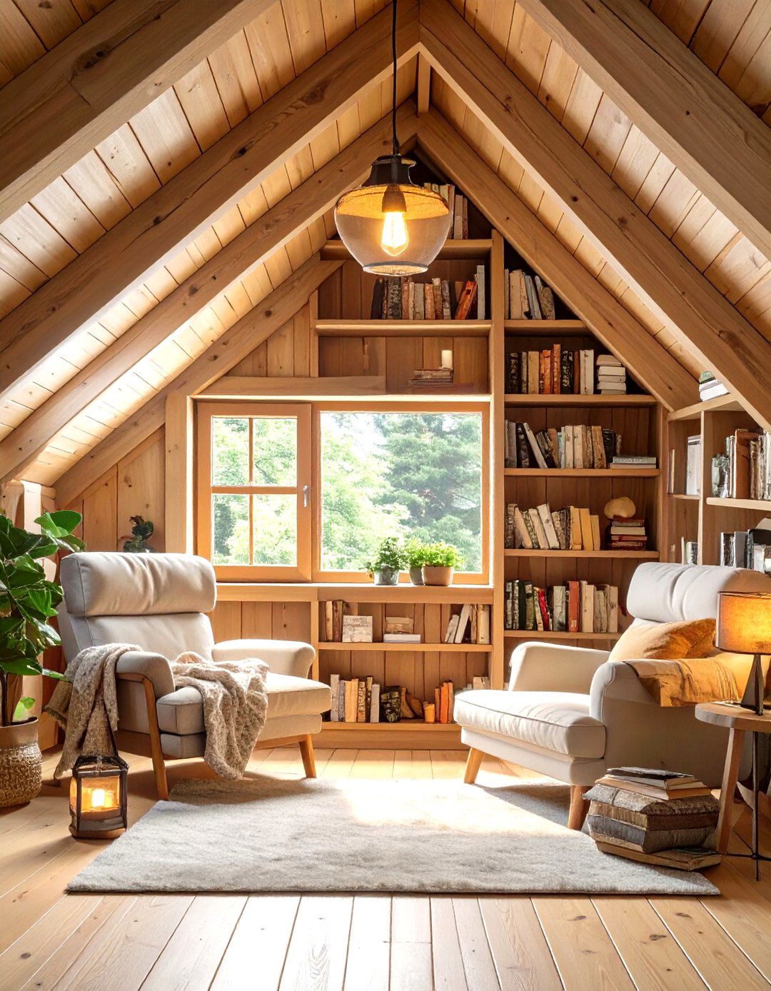 Cozy Attic Reading Nook - 30 minecraft living room ideas