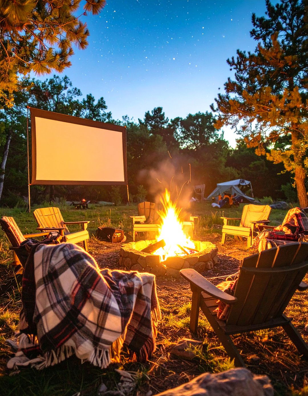 Cozy Campfire Movie Gathering - 30 backyard movie night ideas