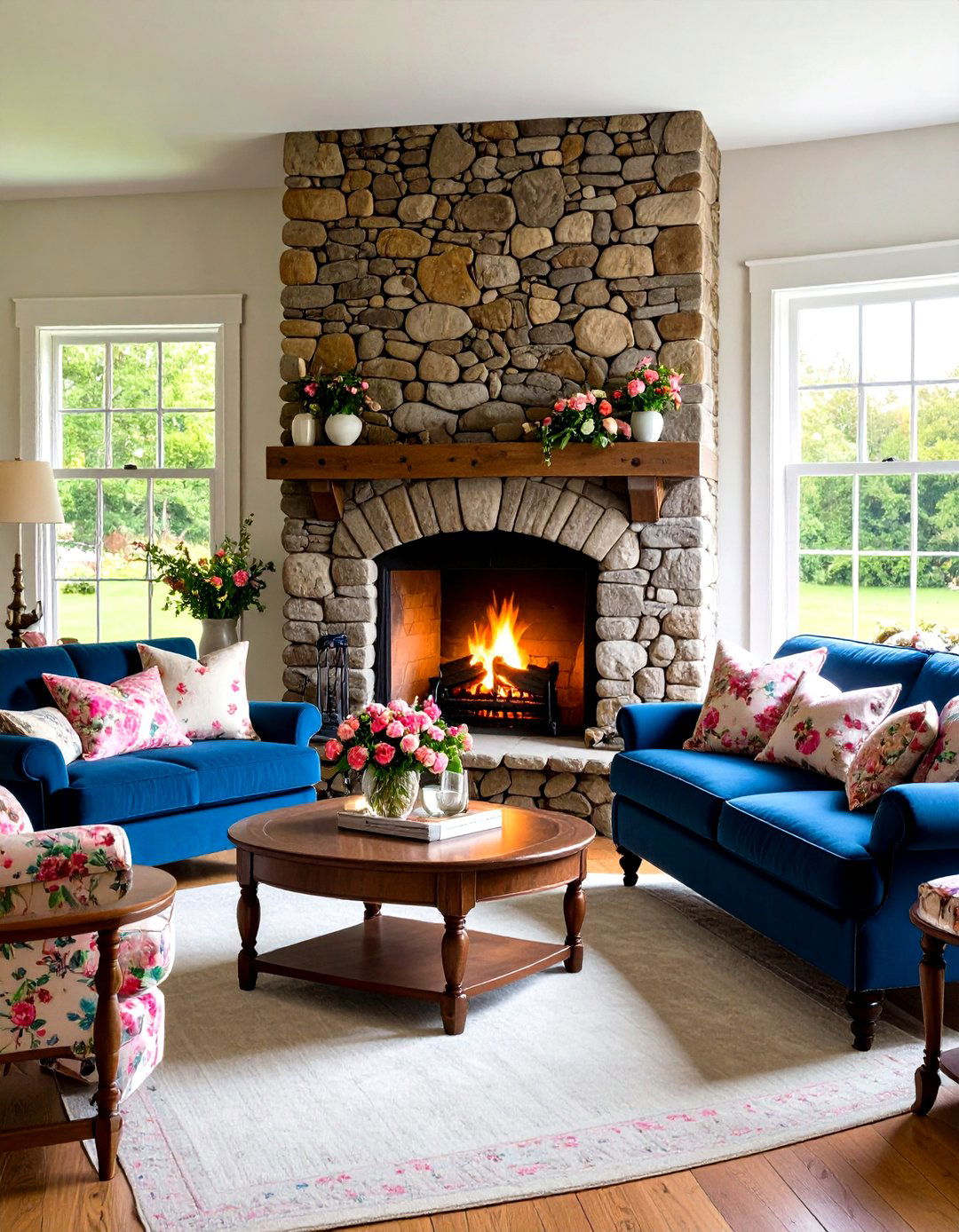 Cozy Cobblestone English Cottage Fireplace - 30 living room stone fireplace ideas