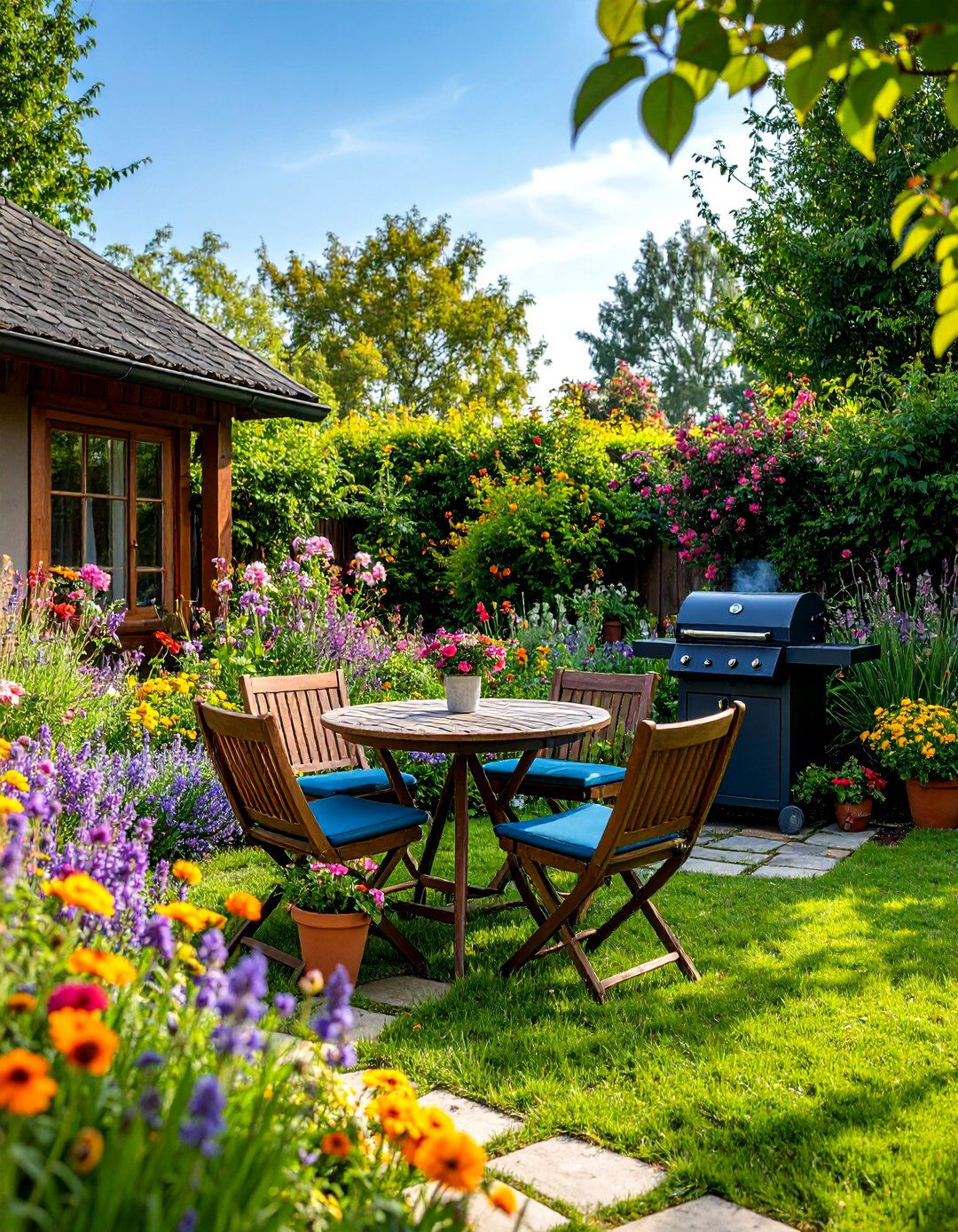 Cozy Cottage Garden BBQ Nook - 30 backyard bbq ideas