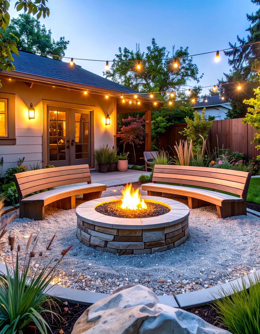 Cozy Fire Pit Area - 30 small backyard ideas no grass