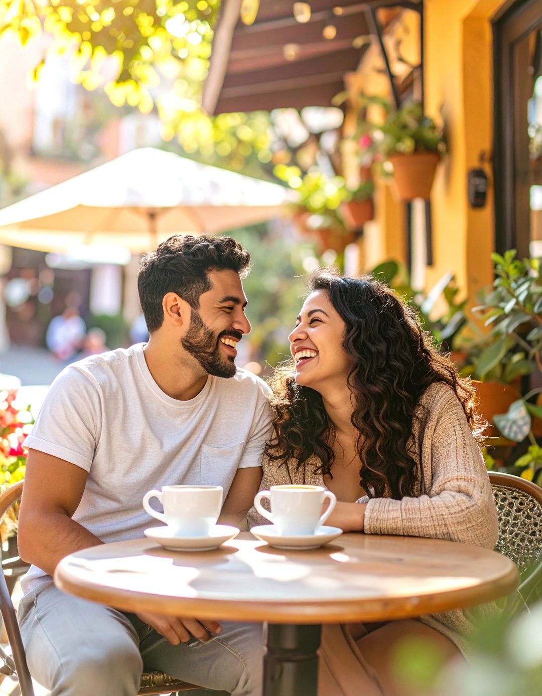 Cozy Outdoor Cafe Scene - 30 outdoor engagement photo ideas