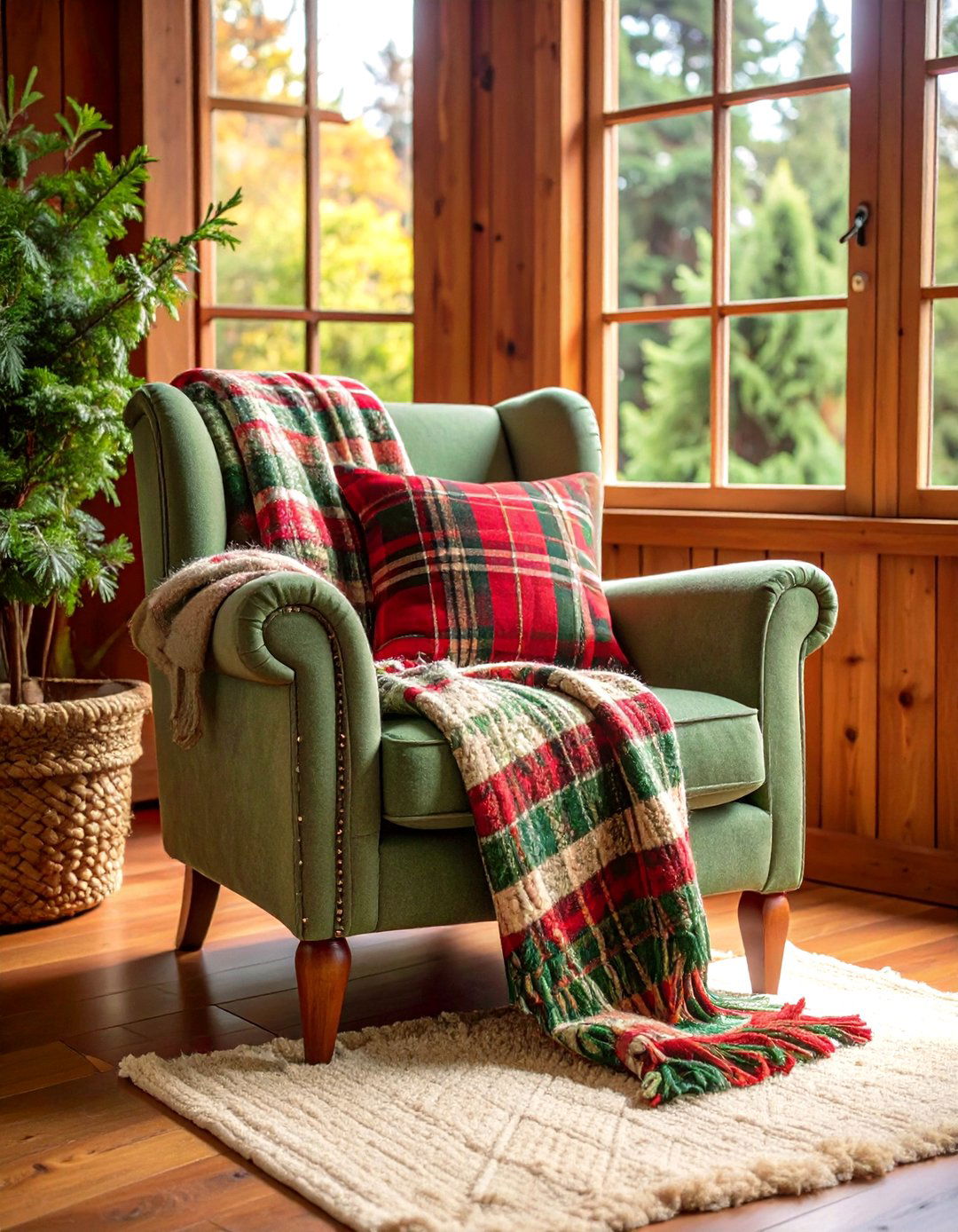 Cozy Plaid and Wool Textiles - 30 rustic home decor ideas