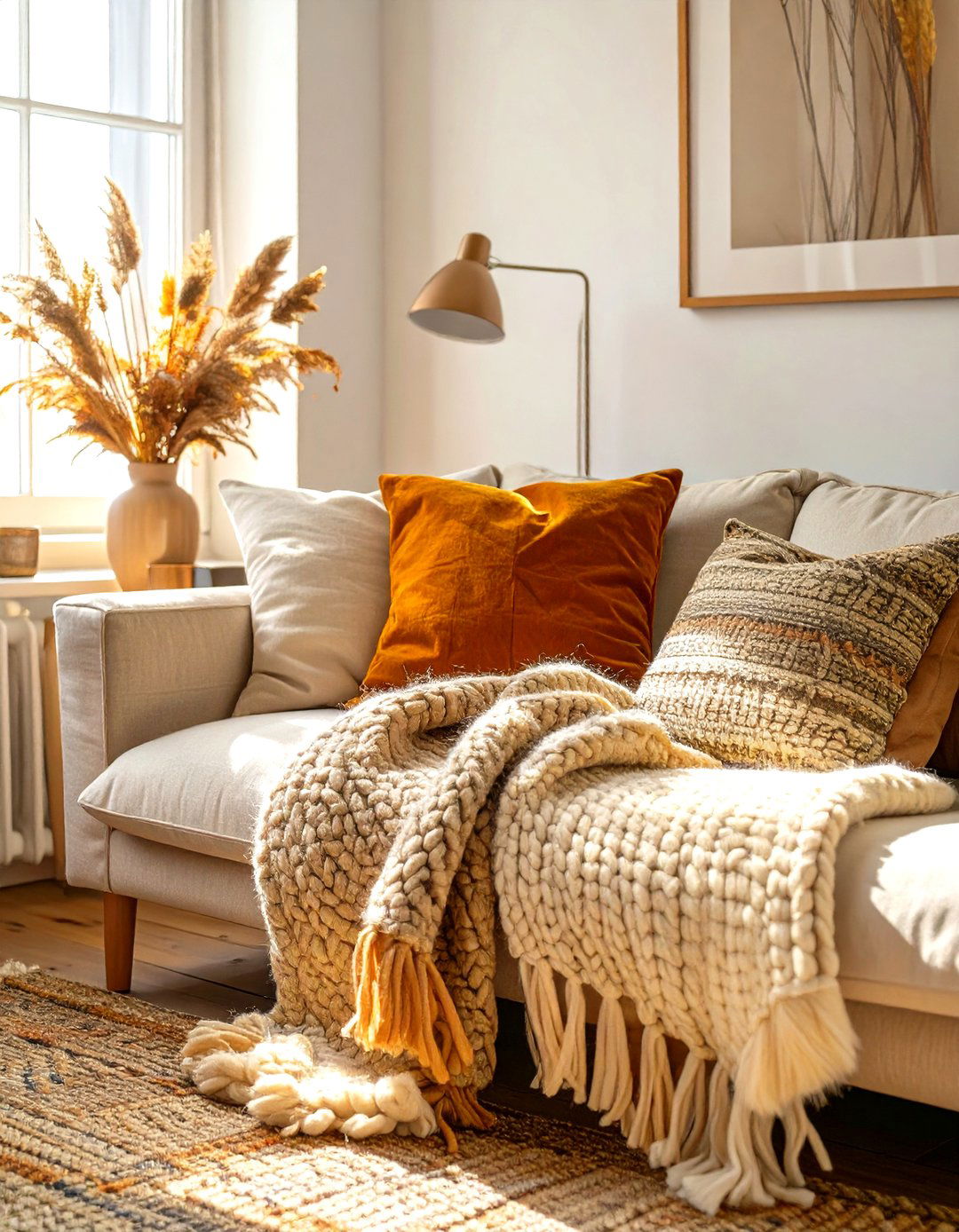 Cozy Textiles and Layering - 30 scandinavian design living room ideas