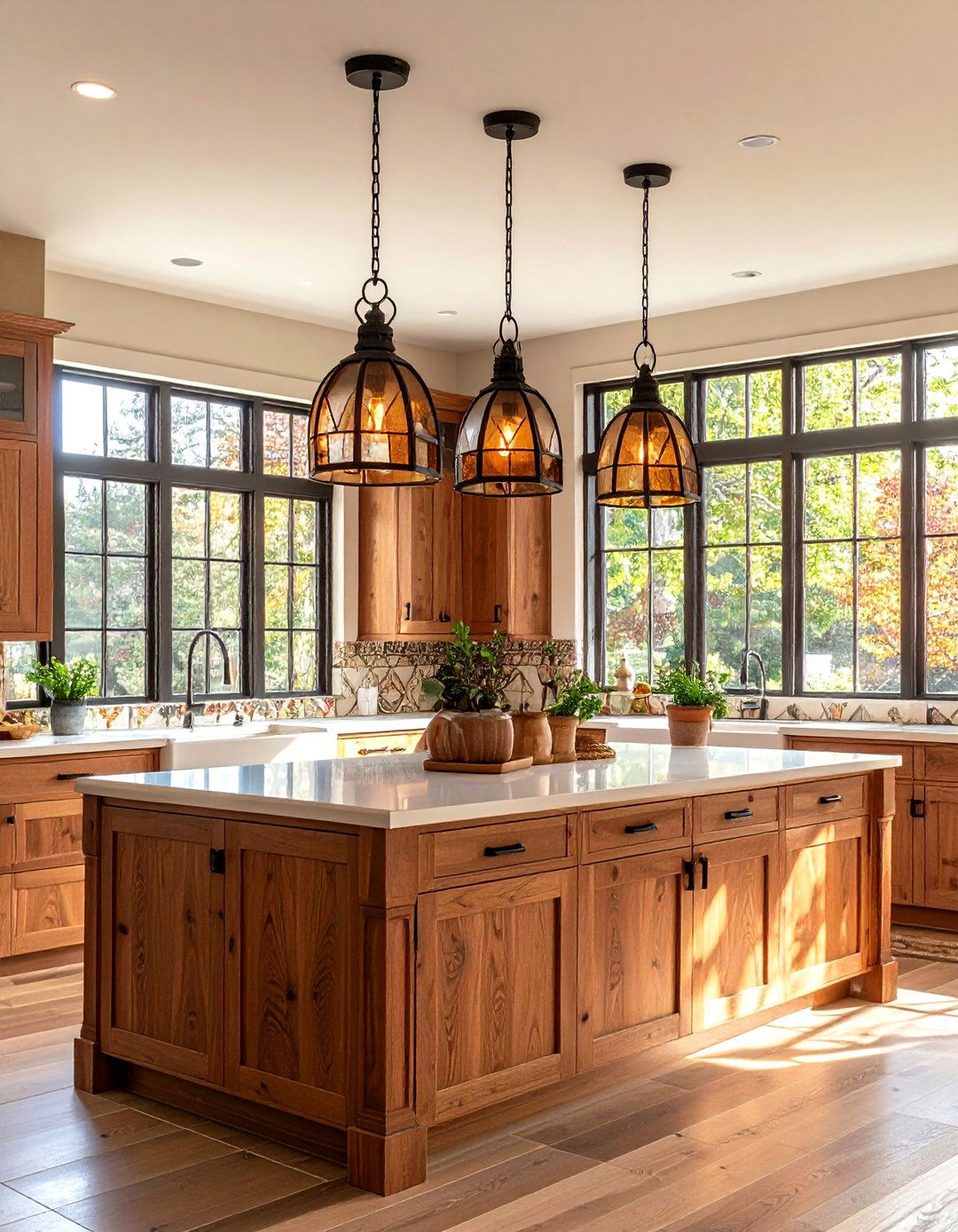 Craftsman Kitchen Style with Stained Glass Pendants - 30 kitchen island lighting ideas