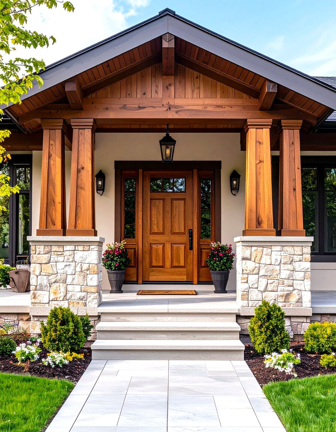 Craftsman Porch with Tapered Columns - 30 front door porch ideas