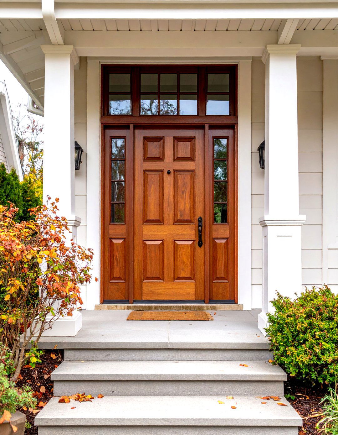 Craftsman Style Front Door with Dentil Shelf - 30 entryway front door ideas