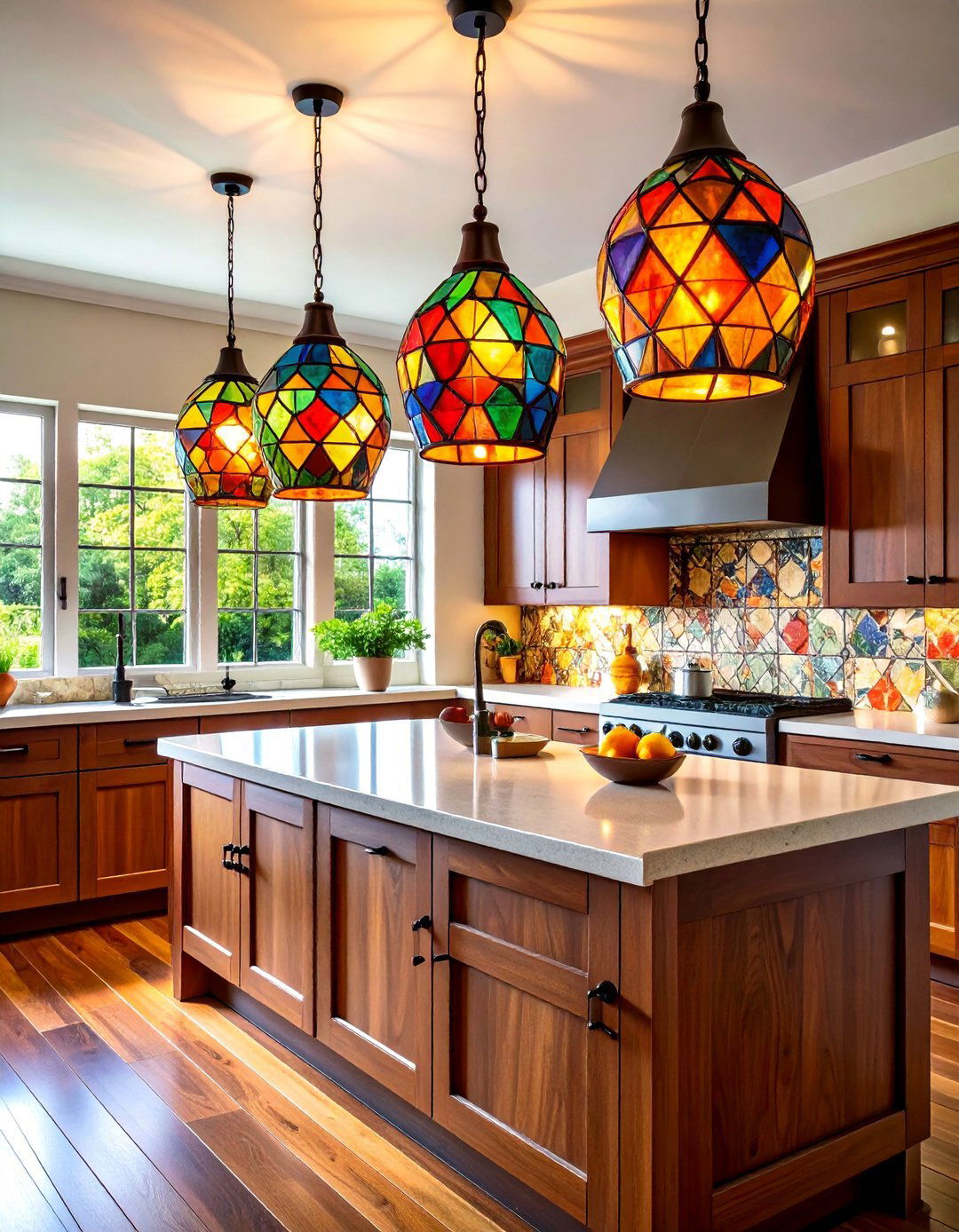Craftsman Style Kitchen Stained Glass Pendants - 30 kitchen light ideas