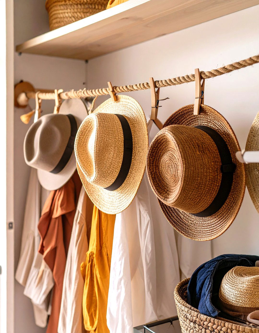 Create a Back of Door Hat Display - 30 small closet organizer ideas