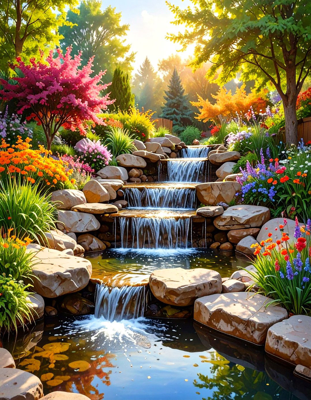 Create a Cascading DIY Water Feature - 30 sloped backyard ideas on a budget