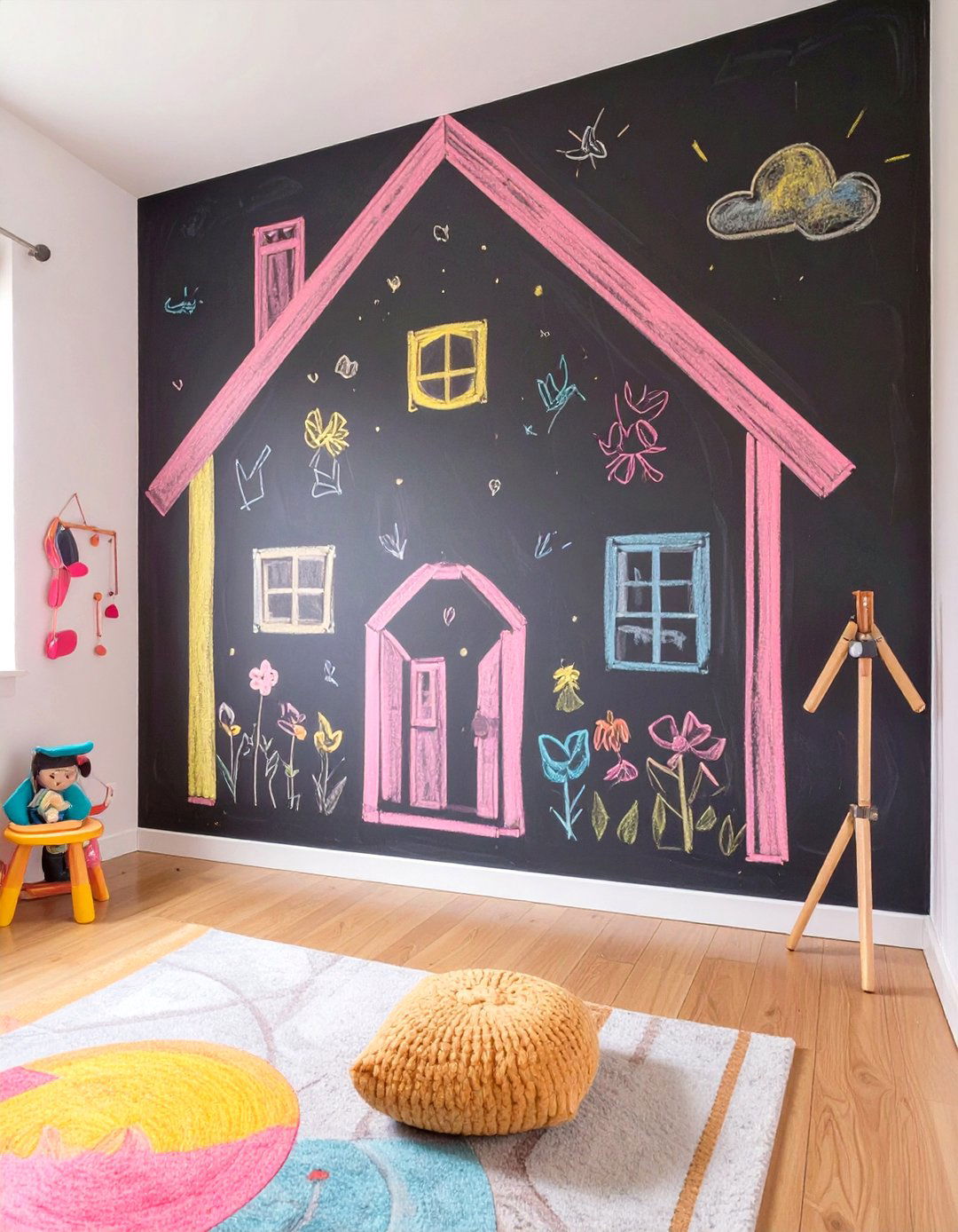 Create a Chalkboard Wall Section - 30 toddler girl room ideas on a budget