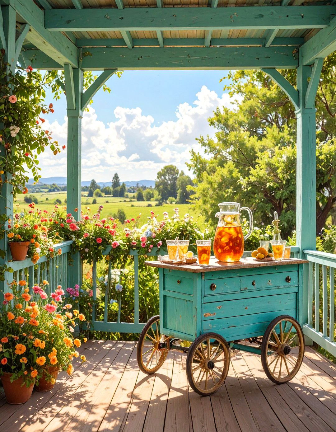 Create a Drink Station with a Repurposed Cart - 30 screen porch ideas on a budget