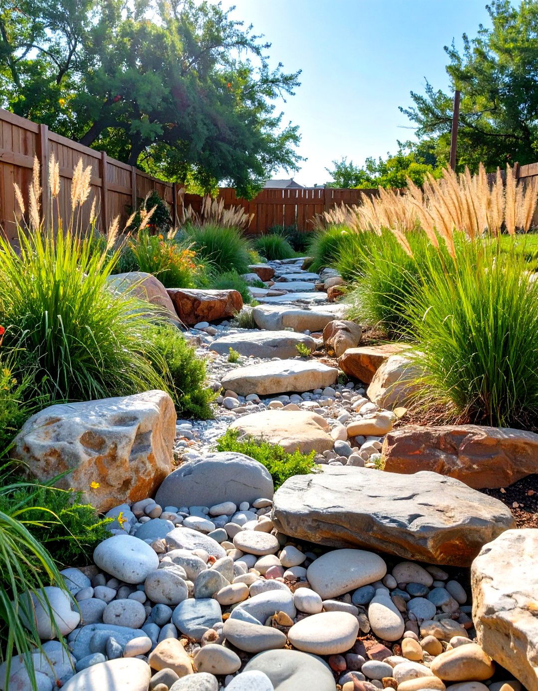 Create a Dry Creek Bed - 30 simple backyard landscaping ideas