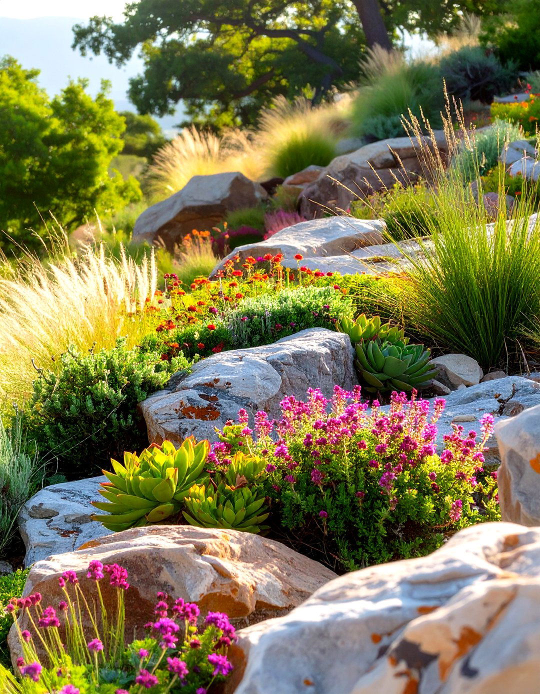 Create a Natural Rock Garden with Native Plants - 30 sloped backyard ideas on a budget