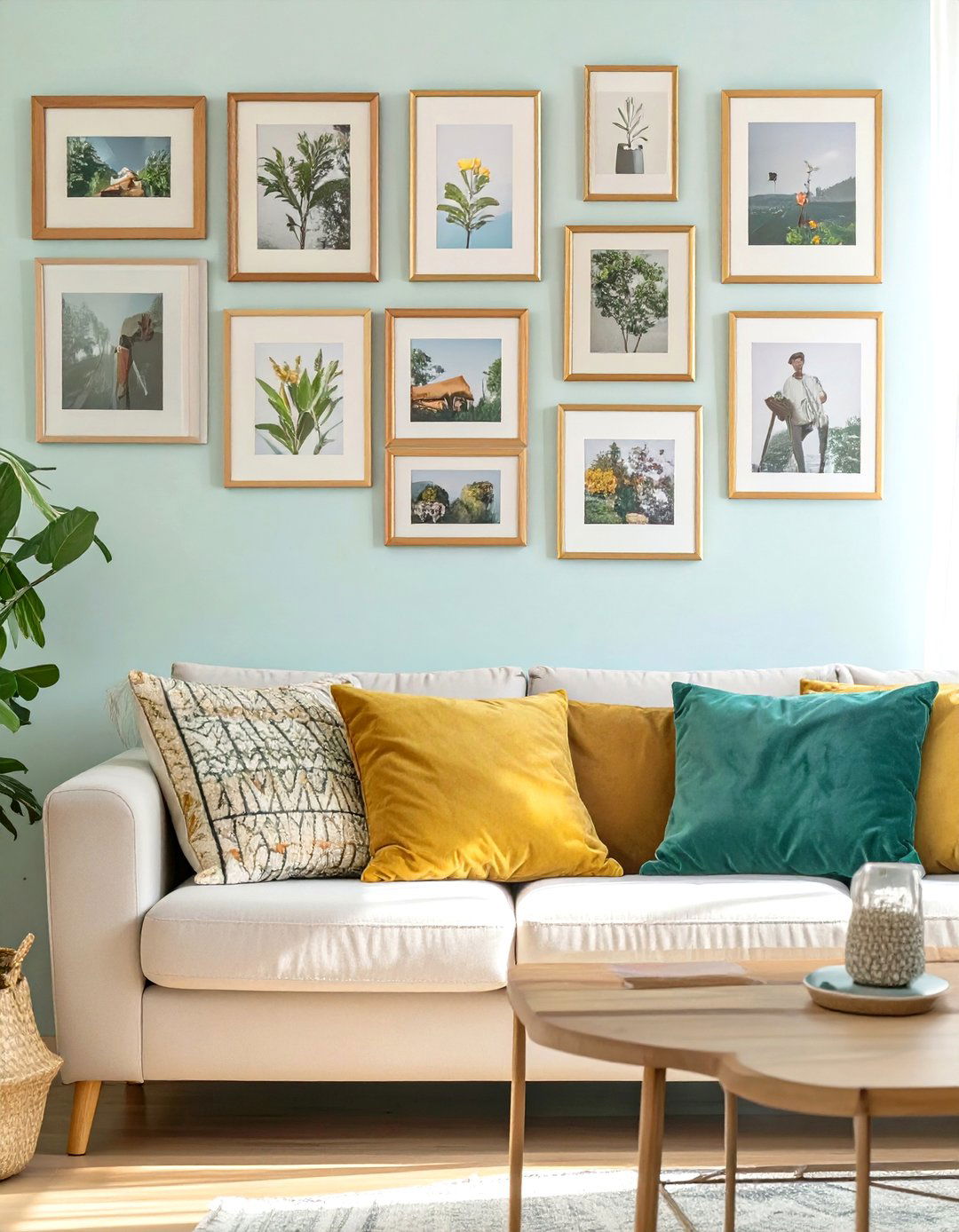 Create a Personal Gallery Wall - 30 small warm and cozy living room ideas