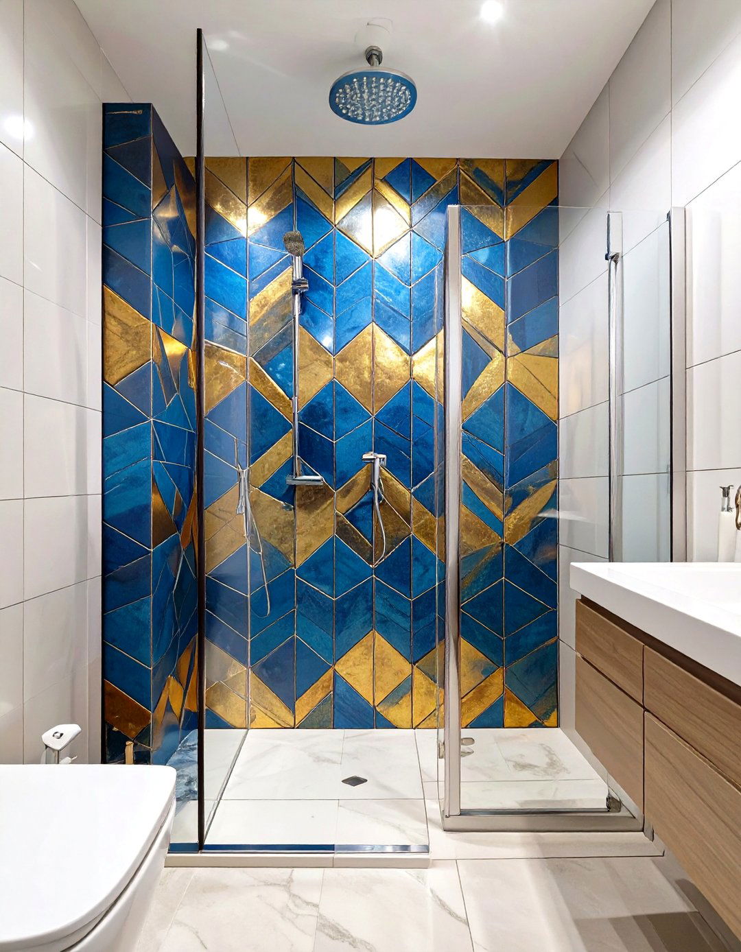 Create a Statement Wall with Accent Tile - 30 shower remodel ideas