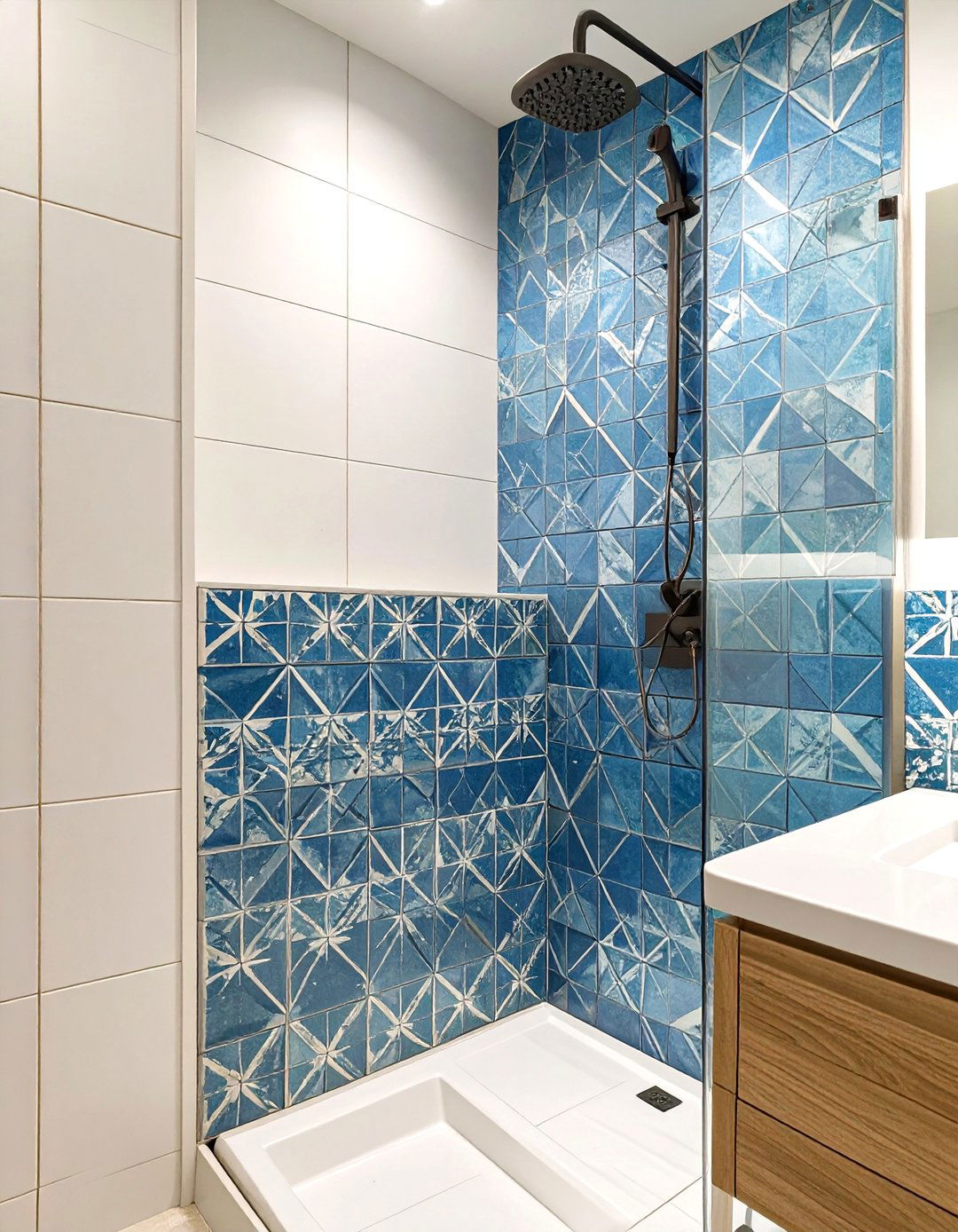 Create an Accent Wall with Patterned Tile - 30 shower renovation ideas