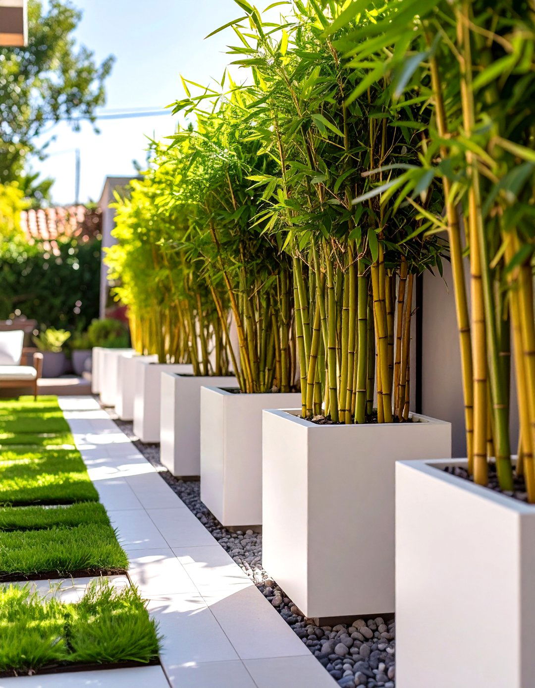 Creating Privacy with Tall Planters - 30 small backyard patio ideas