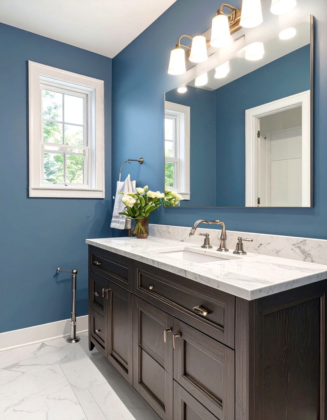 Creating Sophistication with Slate Blue - 30 small bathroom color trends 2025