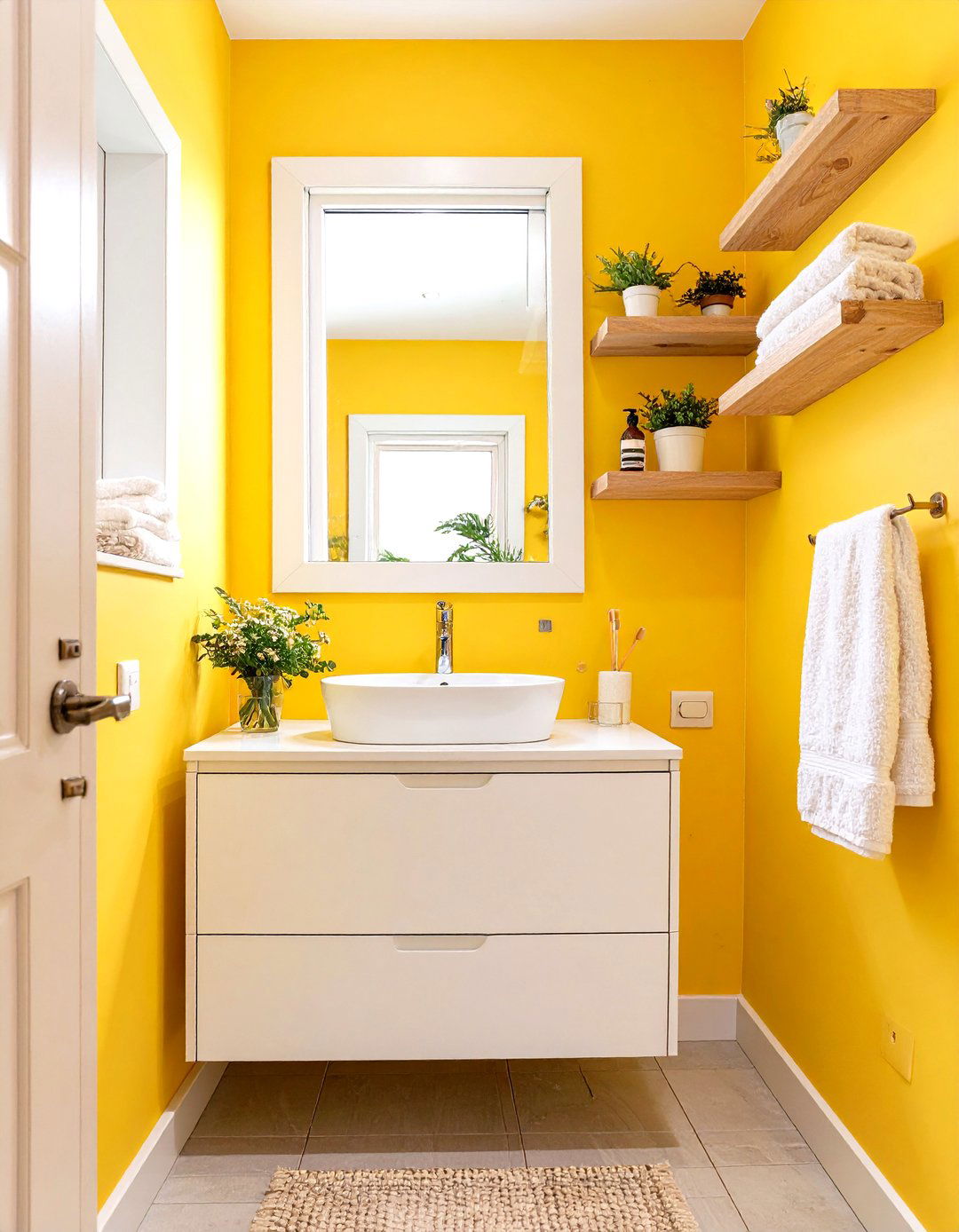 Creating a Buttery Yellow Sunny Vibe - 30 small bathroom color trends 2025