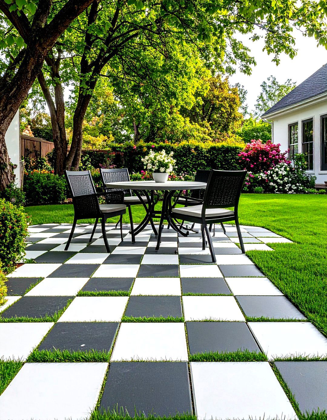Creating a Checkerboard Patio Floor - 30 patio landscaping ideas