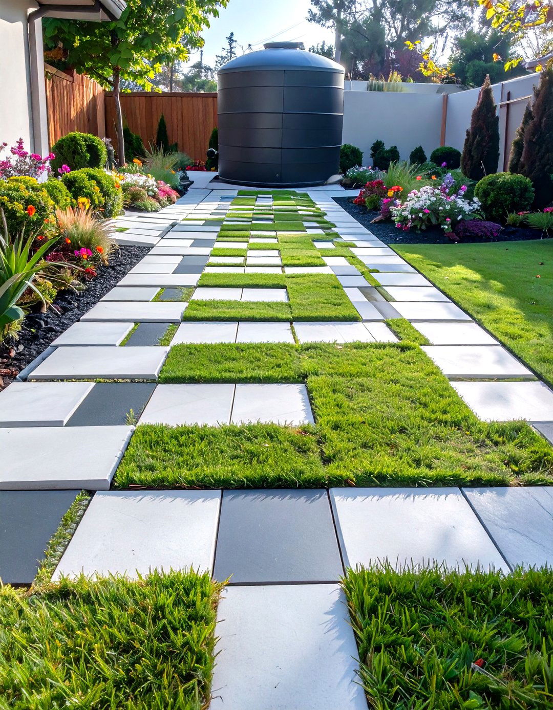 Creating a Checkerboard Pattern with Pavers - 30 septic tank landscaping ideas